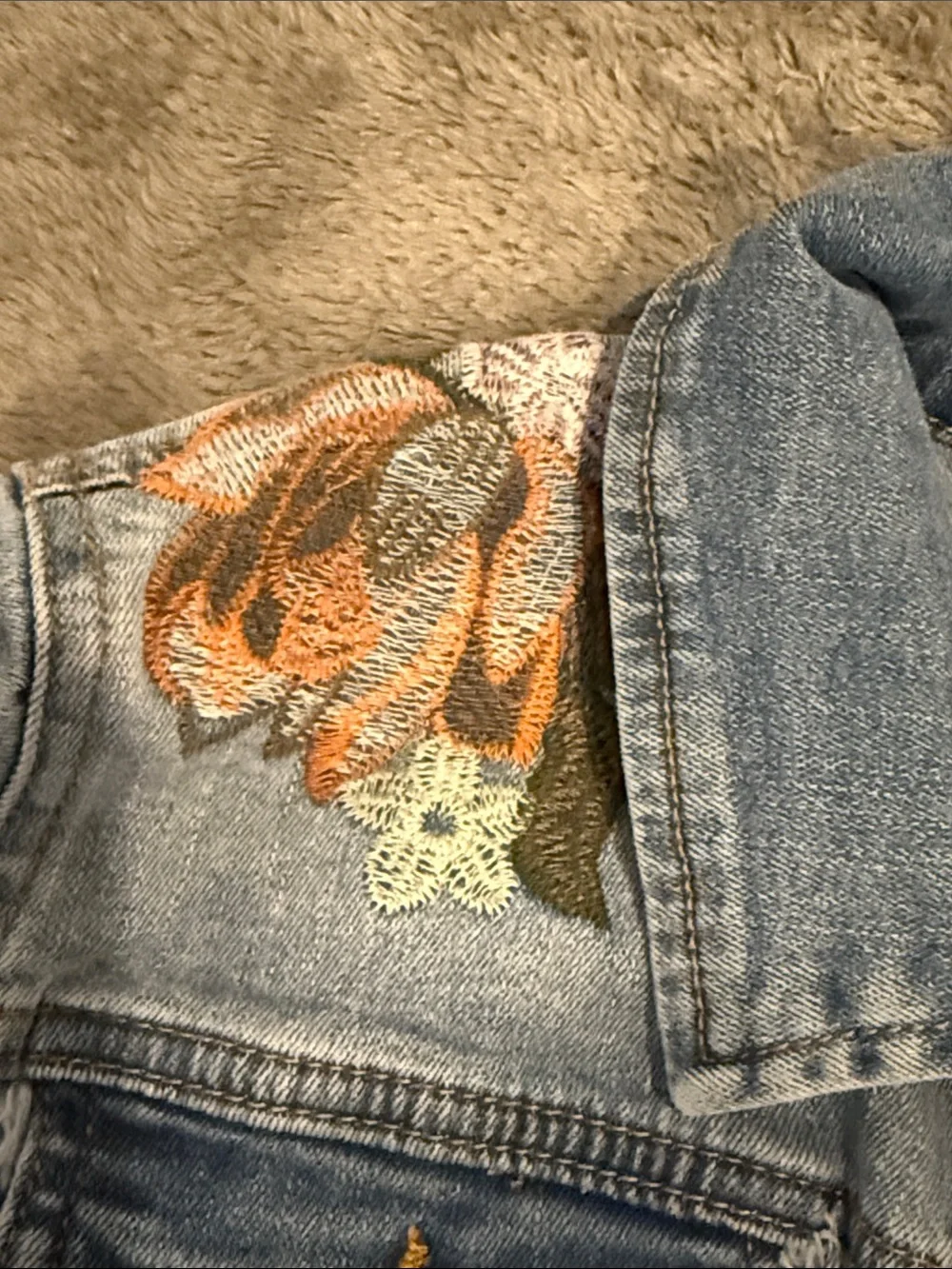 Joe's Girls 7Y Jeans Light Blue Denim Jacket with Floral Embroidery